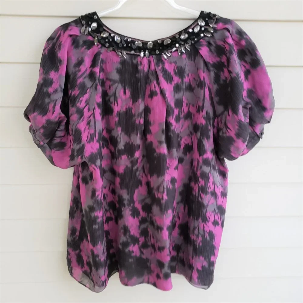 Magaschoni collection Bead embellished V neck Shirt - Picture 5 of 6